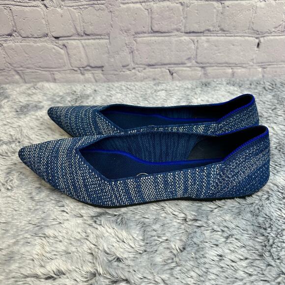 Rothy's The Point Ballet Flat Indigo Heather Blue Women's Size 7.5 Casual Work - Picture 4 of 10